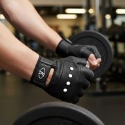 Imagen de Guantes Para Pesas Cuero Fitness Entrenamiento - Negro - Lisa - M