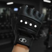 Imagen de Guantes Para Pesas Cuero Fitness Entrenamiento - Negro - Lisa - M