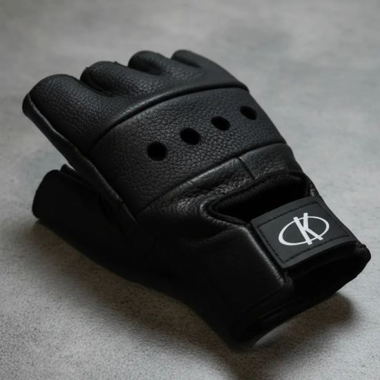 Imagen de Guantes Para Pesas Cuero Fitness Entrenamiento - Negro - Lisa - S