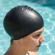 Imagen de Gorra Natacion Piscina Niño Adulto 100% Silicona  - Negro - Liso - M