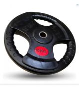 Imagen de Disco Olimpico Hierro Engomado C/agarres 10kg Negro