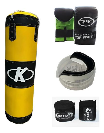 Imagen de Kit Boxeo Bolsa+guantes+vendas+bucal - Amarillo