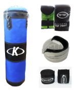 Imagen de Kit Boxeo Bolsa+guantes+vendas+bucal - Azul