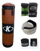 Imagen de Kit Boxeo Bolsa+guantes+vendas+bucal - Marrón