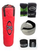 Imagen de Kit Boxeo Bolsa+guantes+vendas+bucal - Rojo