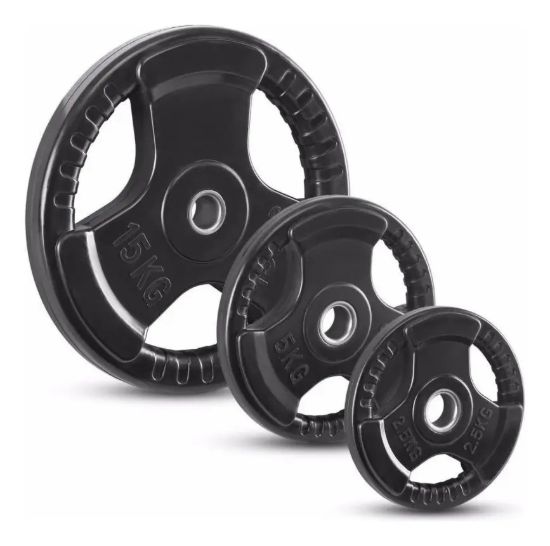 Imagen de Disco Olimpico Hierro Engomado C/agarres 20kg Negro
