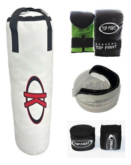 Imagen de Kit Boxeo Bolsa+guantes+vendas+bucal - Blanco