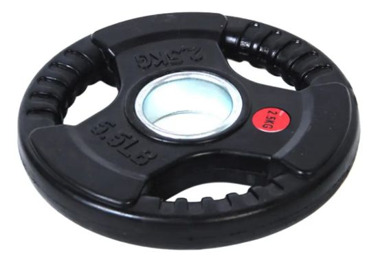 Imagen de Disco Olimpico Hierro Engomado C/agarres 5kg Negro