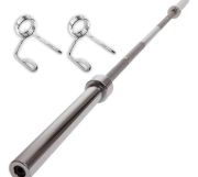 Imagen de Barra Recta Olímpica  2.2m Con Topes Metal Cromada