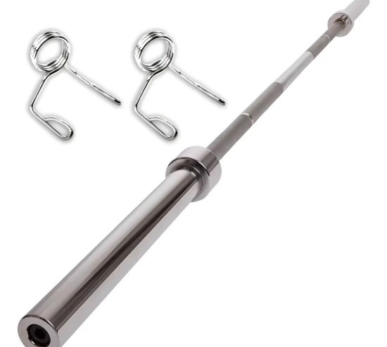 Imagen de Barra Recta Olímpica  2.2m Con Topes Metal Cromada