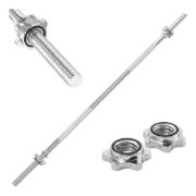 Imagen de Barra Recta Cromada Con Roscas Maciza Discos 1  1,80mts Metal Cromado 1.80mts