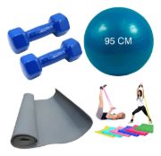 Imagen de Kit Entrenamiento Pilates Yoga Funcional Fitness N2 Azul