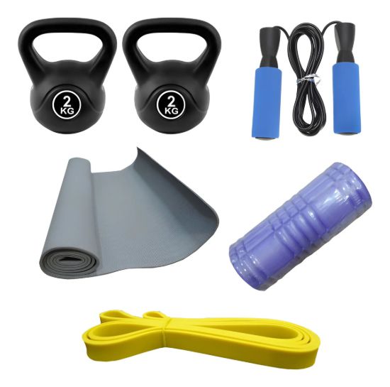 Imagen de Kit Set Entrenamiento Fitness Pilates Pesas N4 Negro