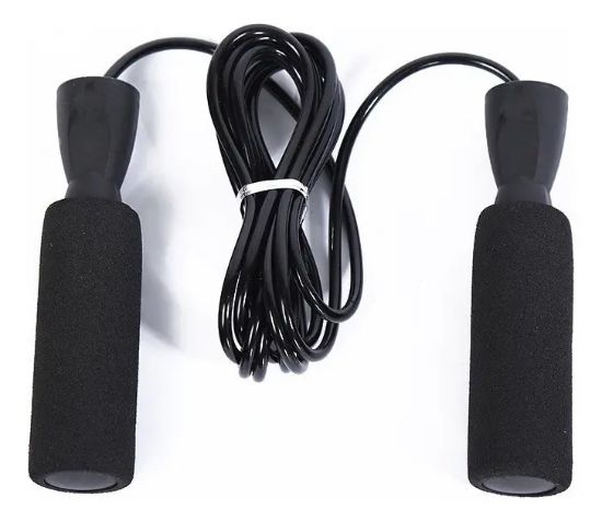 Imagen de Cuerda Para Saltar Mango Neopreno Rulemanes Negro