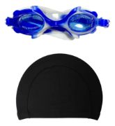 Imagen de Lente Natacion Silicona De Niño + Gorra Piscina Lycra - Azul