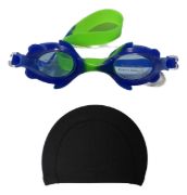 Imagen de Lente Natacion Silicona De Niño + Gorra Piscina Lycra - Azul