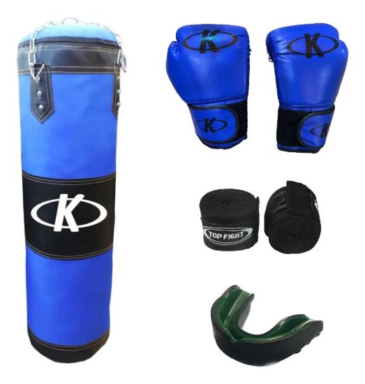 Imagen de Kit Boxeo Bolsa + Accesorios Entrenamiento Artes Marciales - Azul