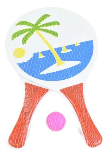 Imagen de Set De 2 Paletas Raqueta Playa  + Pelota Blanco