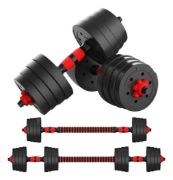 Imagen de Set 2 Mancuernas + Barra 3 En 1 10 Kgs Dmstore Negro