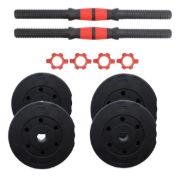 Imagen de Set 2 Mancuernas + Barra 3 En 1 10 Kgs Dmstore Negro