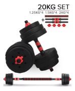 Imagen de Set 2 Mancuernas + Barra 3 En 1  20 Kgs