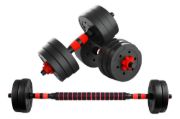Imagen de Set 2 Mancuernas + Barra 3 En 1  30 Kgs Demstore Negro