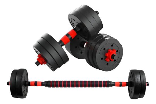 Imagen de Set 2 Mancuernas + Barra 3 En 1  30 Kgs