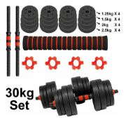 Imagen de Set 2 Mancuernas + Barra 3 En 1  30 Kgs