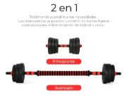 Imagen de Set 2 Mancuernas + Barra 3 En 1  30 Kgs
