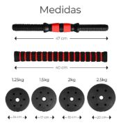 Imagen de Set 2 Mancuernas + Barra 3 En 1  30 Kgs Demstore Negro