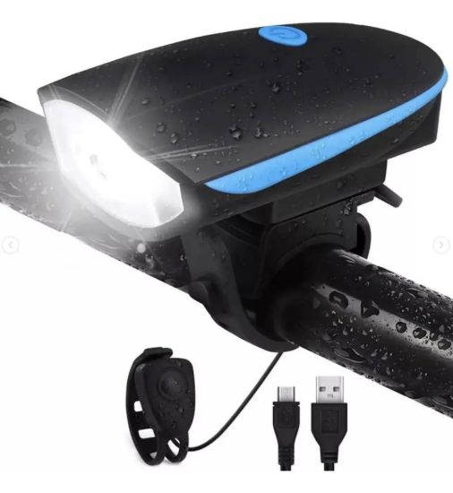 Imagen de Luz Frontal Bicicleta Led - Bocina - Usb - Azul