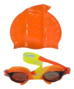 Imagen de Set Natacion Lente Silicona + Gorra Silicona Niño - Naranja