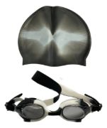 Imagen de Set Natacion Lente Silicona + Gorra Silicona Niño - Negro