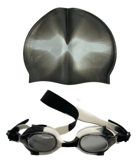 Imagen de Set Natacion Lente Silicona + Gorra Silicona Niño - Negro