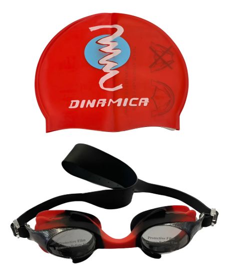 Imagen de Set Natacion Lente Silicona + Gorra Silicona Niño - Rojo