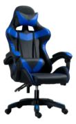 Imagen de Silla Gamer Ergonomica Con Apoya Pies Reclinable Demstore - Azul - Cuero sintético