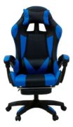 Imagen de Silla Gamer Ergonomica Con Apoya Pies Reclinable Demstore - Azul - Cuero sintético