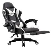 Imagen de Silla Gamer Ergonomica Con Apoya Pies Reclinable Demstore - Negro - Cuero sintético