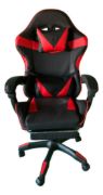 Imagen de Silla Gamer Ergonomica Con Apoya Pies Reclinable Demstore - Rojo - Cuero sintético