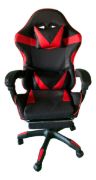 Imagen de Silla Gamer Ergonomica Con Apoya Pies Reclinable Demstore - Rojo - Cuero sintético