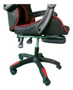 Imagen de Silla Gamer Ergonomica Con Apoya Pies Reclinable Demstore - Rojo - Cuero sintético