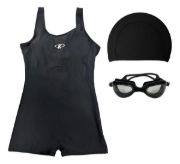 Imagen de Malla Natacion Enterito Para Dama Piscina + Accesorios - Negro - XXL