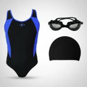 Imagen de Malla Natacion Piscina Lycra Forrada Anti Cloro + Accesorios - Azul - 10