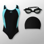 Imagen de Malla Natacion Piscina Lycra Forrada Anti Cloro + Accesorios - Turquesa - 10
