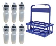 Imagen de Portabotellas  + 6 Caramañolas 1 Lt Futbol Deportes - Azul
