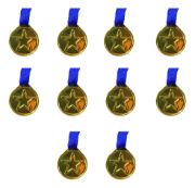 Imagen de Medalla Trofeo Premiacion Plastico Con Correa X 10 Unidades Dorado