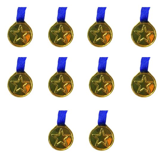 Imagen de Medalla Trofeo Premiacion Plastico Con Correa X 10 Unidades Dorado