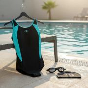 Imagen de Malla Natacion Piscina Lycra Forrada Anti Cloro + Accesorios - Turquesa - 10