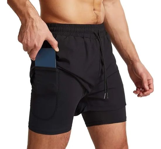 Imagen de Short + Calza Deportes Entrenamiento Fitnesss - Negro - Lisa - XL