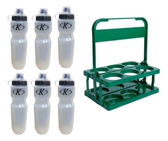 Imagen de Portabotellas  + 6 Caramañolas 1 Lt Futbol Deportes - Verde